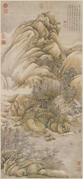 清王時敏倣王維江山雪霽　軸