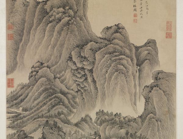 清王時敏倣王蒙山水　軸