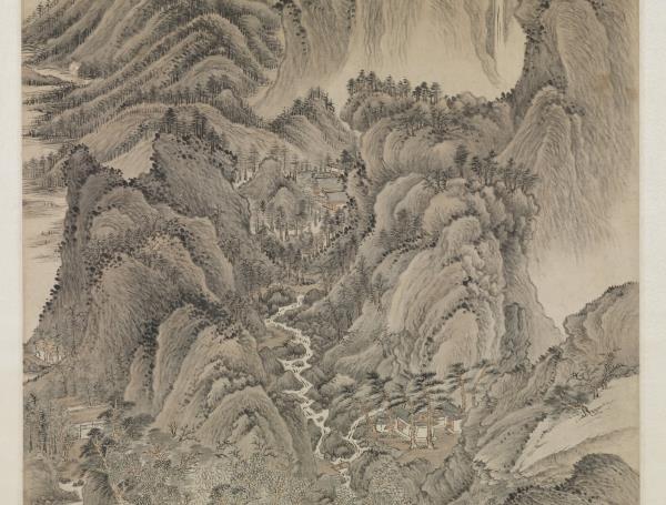 清王時敏倣王蒙山水　軸