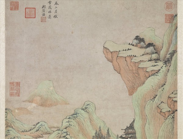 清王鑑倣趙孟頫茂林蕭寺圖　軸