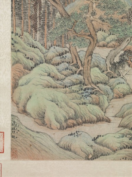 清王鑑倣趙孟頫茂林蕭寺圖　軸