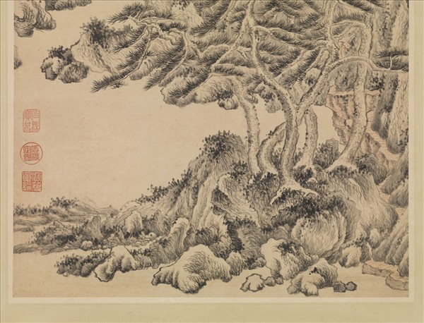 清王鑑臨王蒙松陰丘壑　軸