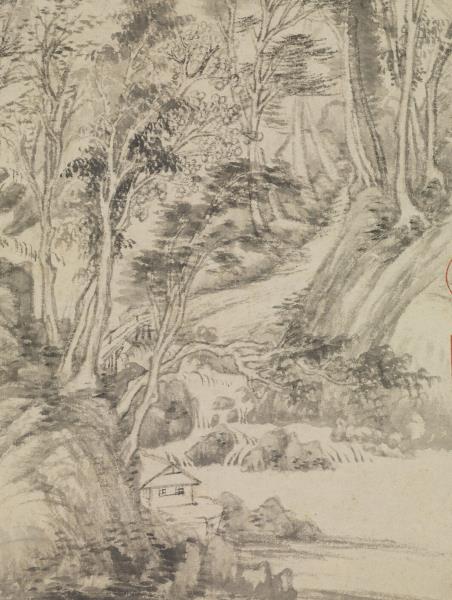 清王翬臨關仝山水　軸