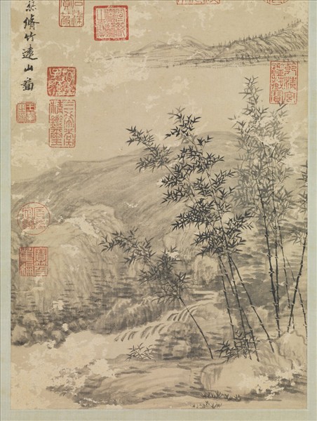 清王翬倣王蒙修竹遠山圖　軸