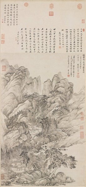 清王翬倣王蒙夏山讀書圖　軸