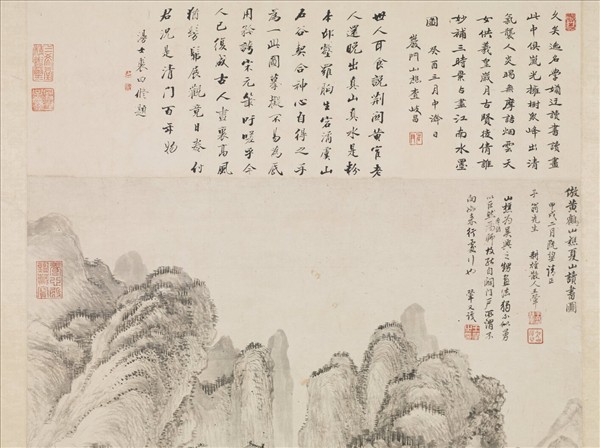 清王翬倣王蒙夏山讀書圖　軸