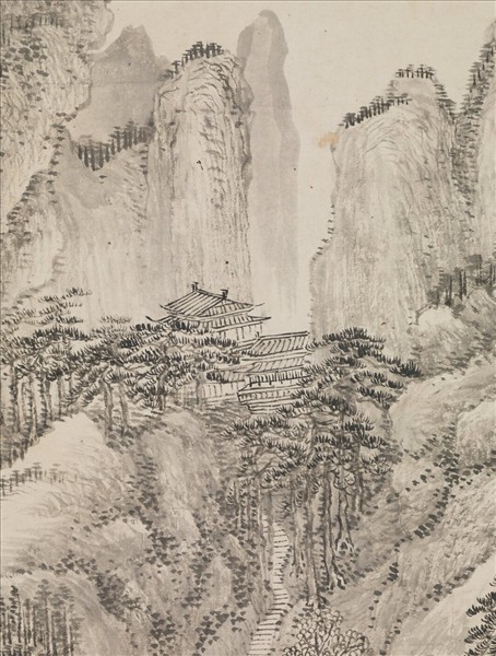 清王翬倣王蒙夏山讀書圖　軸