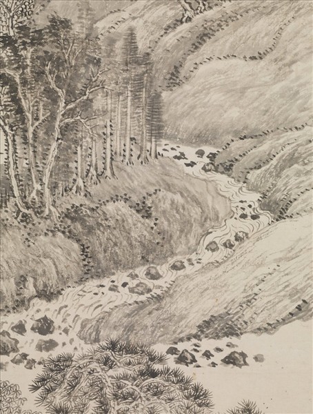 清王翬倣王蒙夏山讀書圖　軸