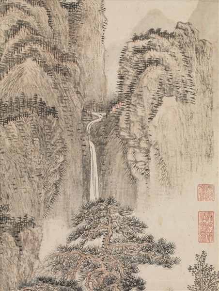 清王翬倣王蒙秋山讀書圖　軸