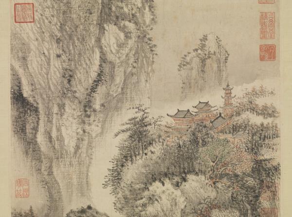 清王翬畫溪山紅樹　軸