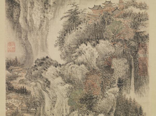 清王翬畫溪山紅樹　軸