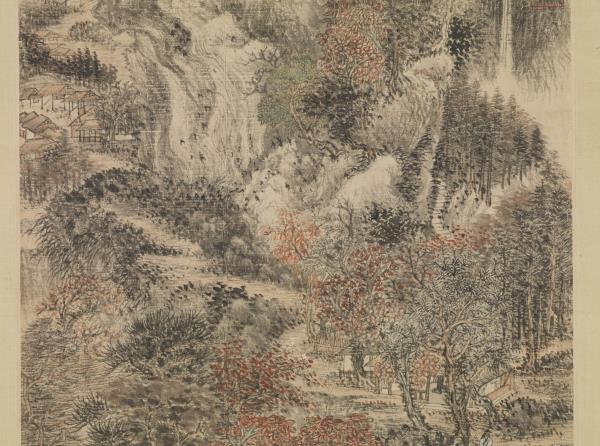 清王翬畫溪山紅樹　軸