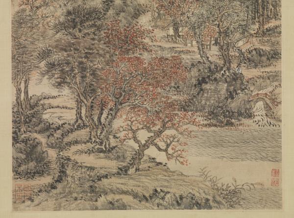 清王翬畫溪山紅樹　軸