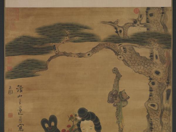 明陳洪綬仙人獻壽圖　軸