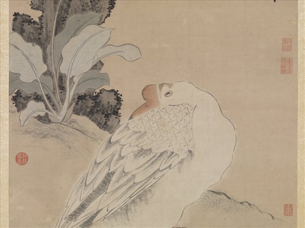 明沈周花下睡鵝　軸