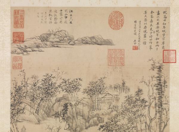 清王翬倣倪瓚畫山水　軸