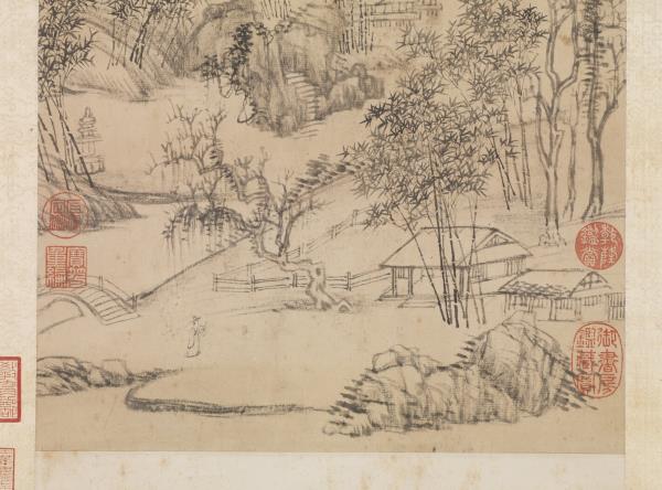 清王翬倣倪瓚畫山水　軸