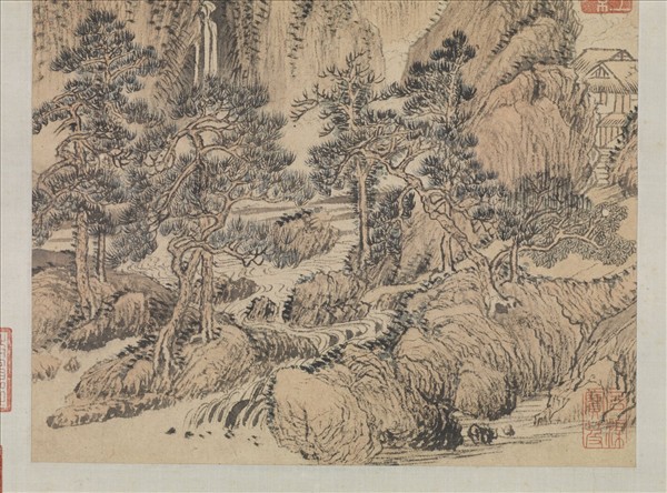 清王翬仿趙元幽磵寒松　軸