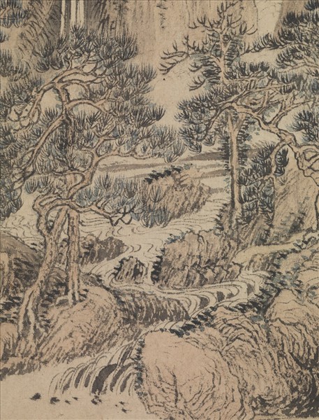 清王翬仿趙元幽磵寒松　軸