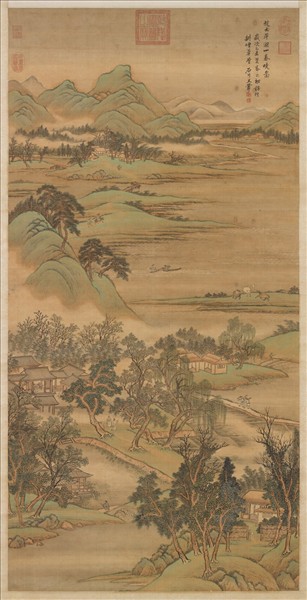 清王翬仿趙大年湖山春曉　軸