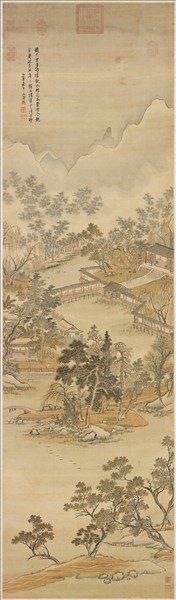 清王翬水村圖　軸