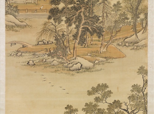 清王翬水村圖　軸