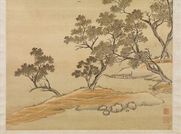 清王翬水村圖　軸