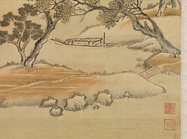 清王翬水村圖　軸