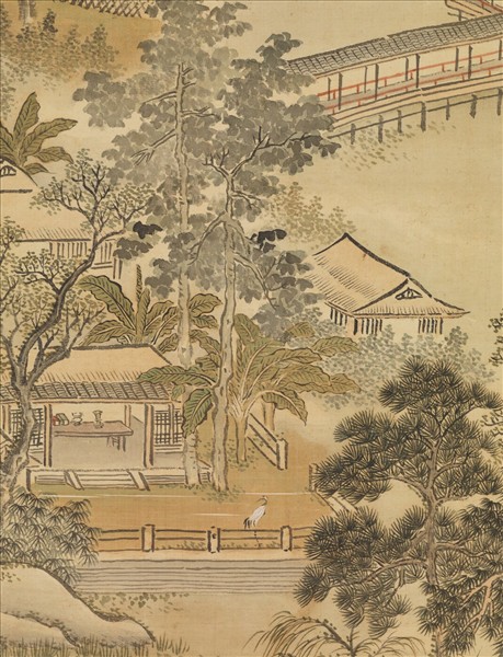 清王翬水村圖　軸