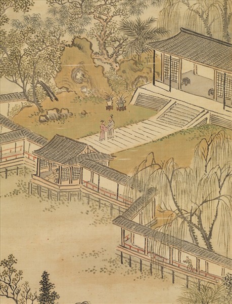 清王翬水村圖　軸