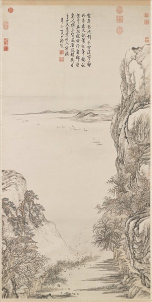 清錢維城畫江閣遠帆　軸