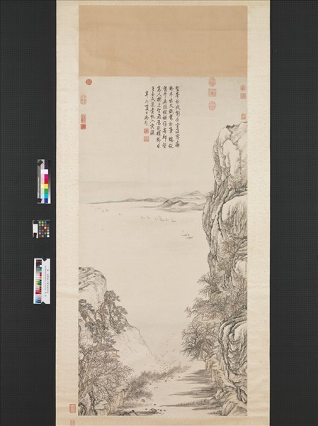 清錢維城畫江閣遠帆　軸