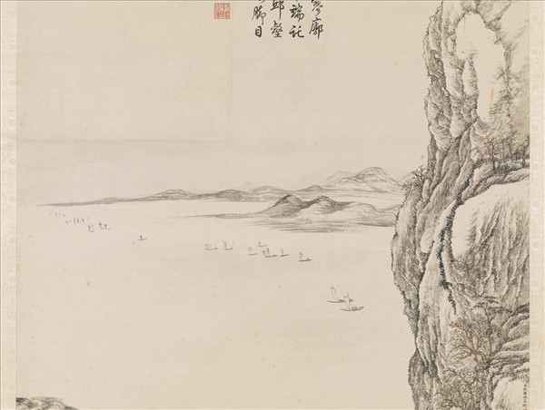 清錢維城畫江閣遠帆　軸