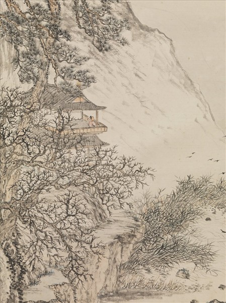 清錢維城畫江閣遠帆　軸