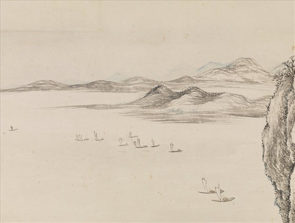 清錢維城畫江閣遠帆　軸