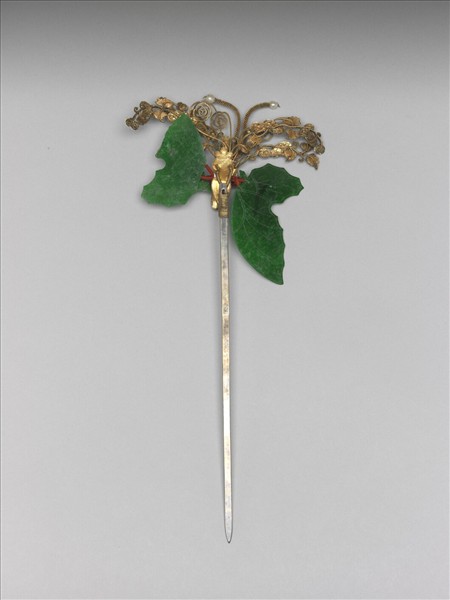 珠翠碧璽蝴蝶簪