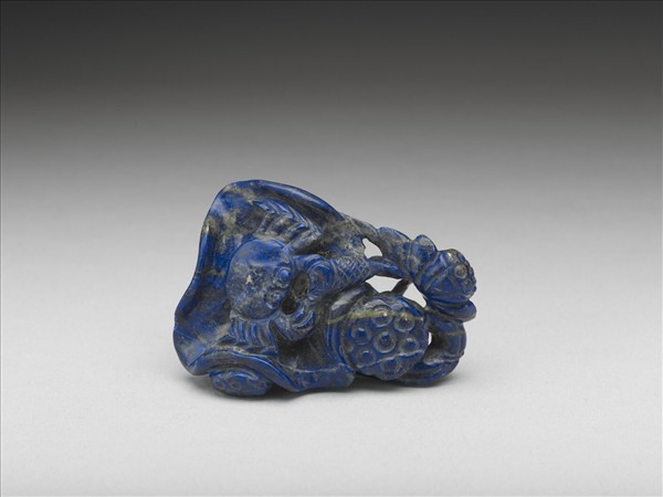 青金石鏤空蓮花墜飾