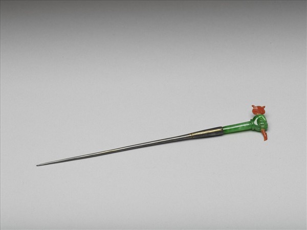 鍍金翠玉手形簪