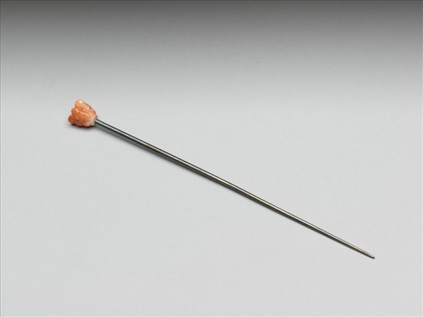 鍍金嵌珊瑚蝙蝠簪