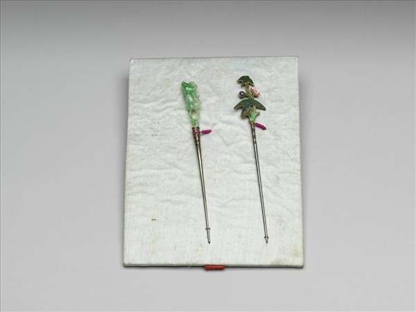 鍍金翠玉荷葉簪