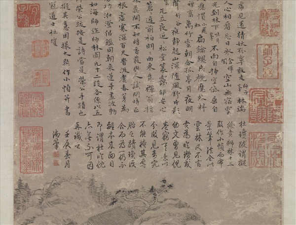 明杜瓊師林圖　軸