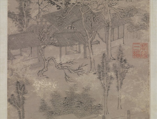 明杜瓊師林圖　軸