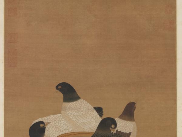 明宣宗畫金盆鵓鴿　軸