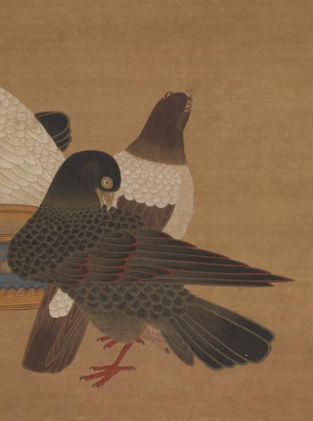 明宣宗畫金盆鵓鴿　軸