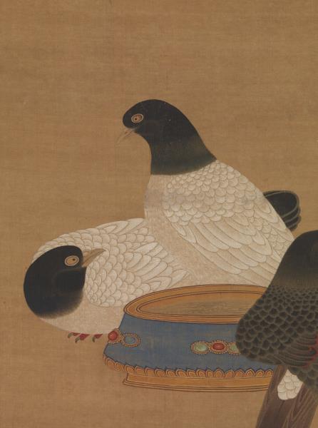 明宣宗畫金盆鵓鴿　軸