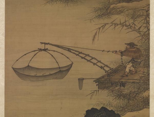 明倪端捕魚圖　軸