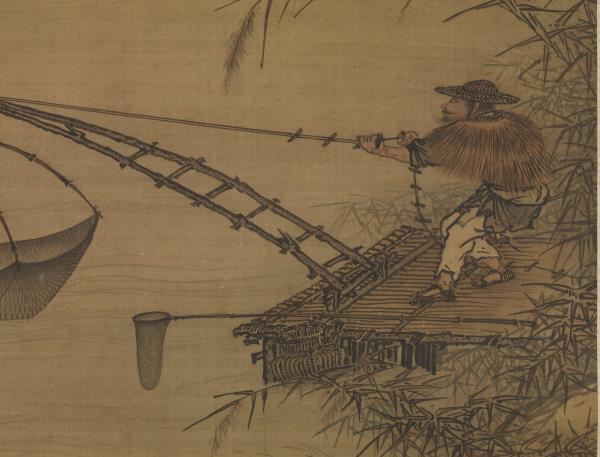 明倪端捕魚圖　軸