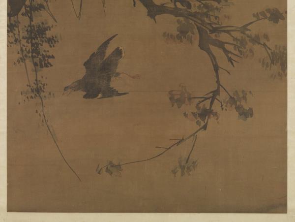 明林良秋鷹　軸