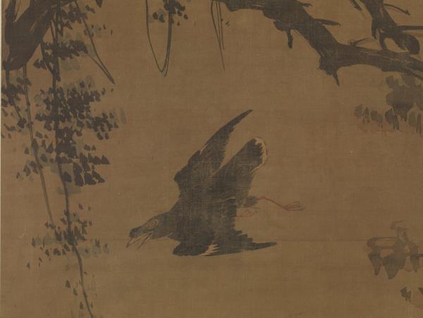 明林良秋鷹　軸