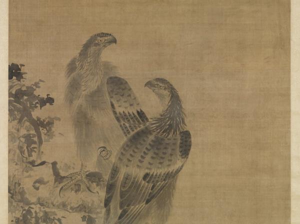 明林良畫鷹　軸